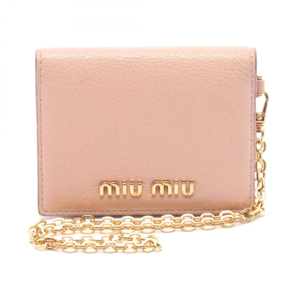 Miu Miu Madras Card Case Leather Card Holder Pink
